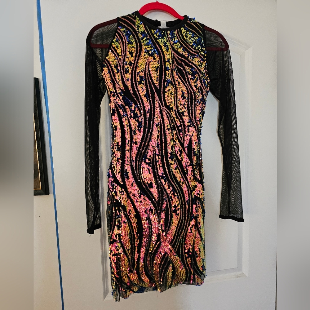 AWISH sequined short dress with keyhole back